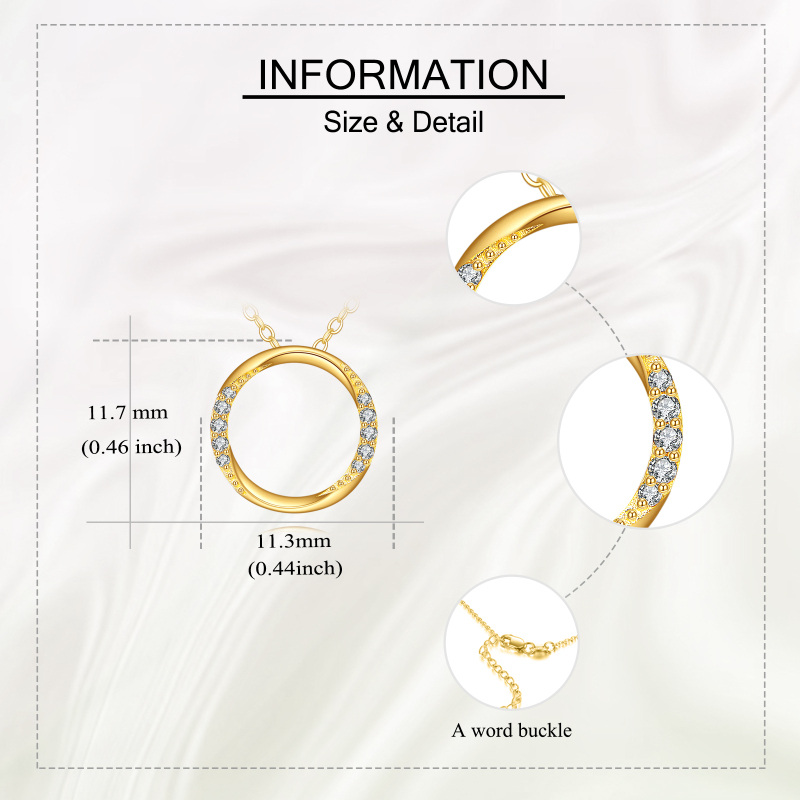 10K White Gold Moissanite Round Pendant Necklace-5