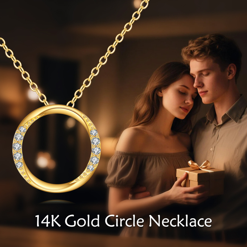 10K White Gold Moissanite Round Pendant Necklace-6