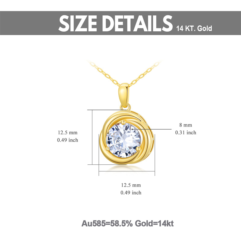 10K Gold Moissanite Round Pendant Necklace-5