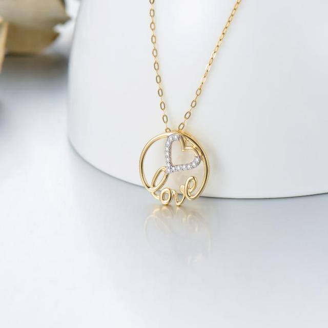 14K Gold Moissanite Round Pendant Necklace-3