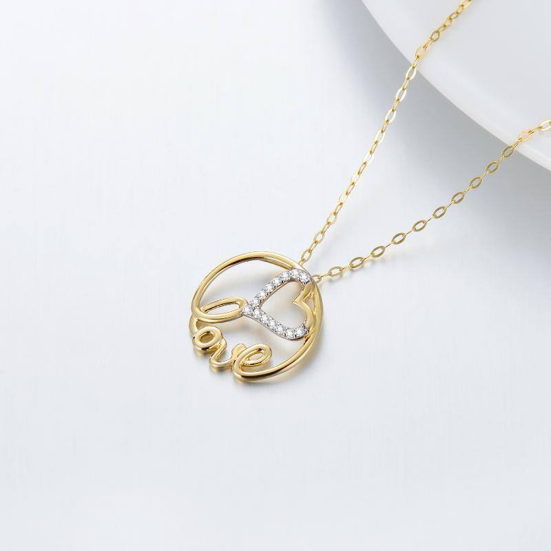 10K Gold Moissanite Round Pendant Necklace-4