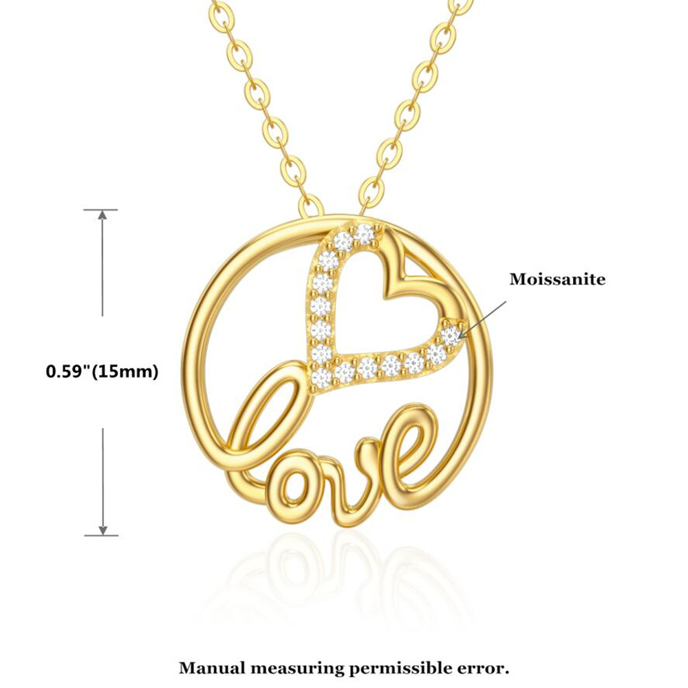 10K Gold Moissanite Round Pendant Necklace-6