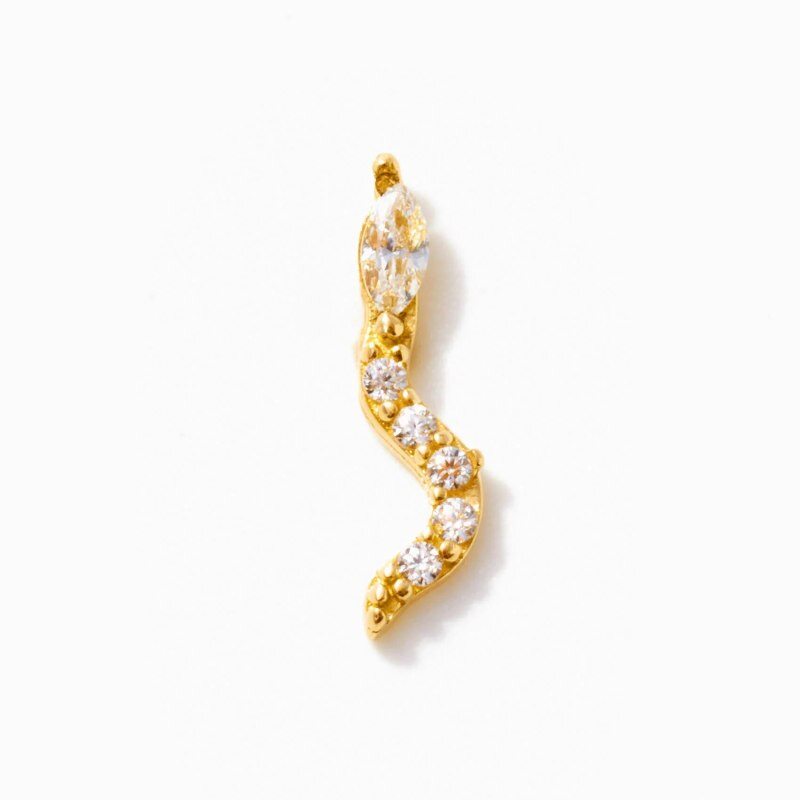 10K Gold Moissanite Snake Stud Earrings-1