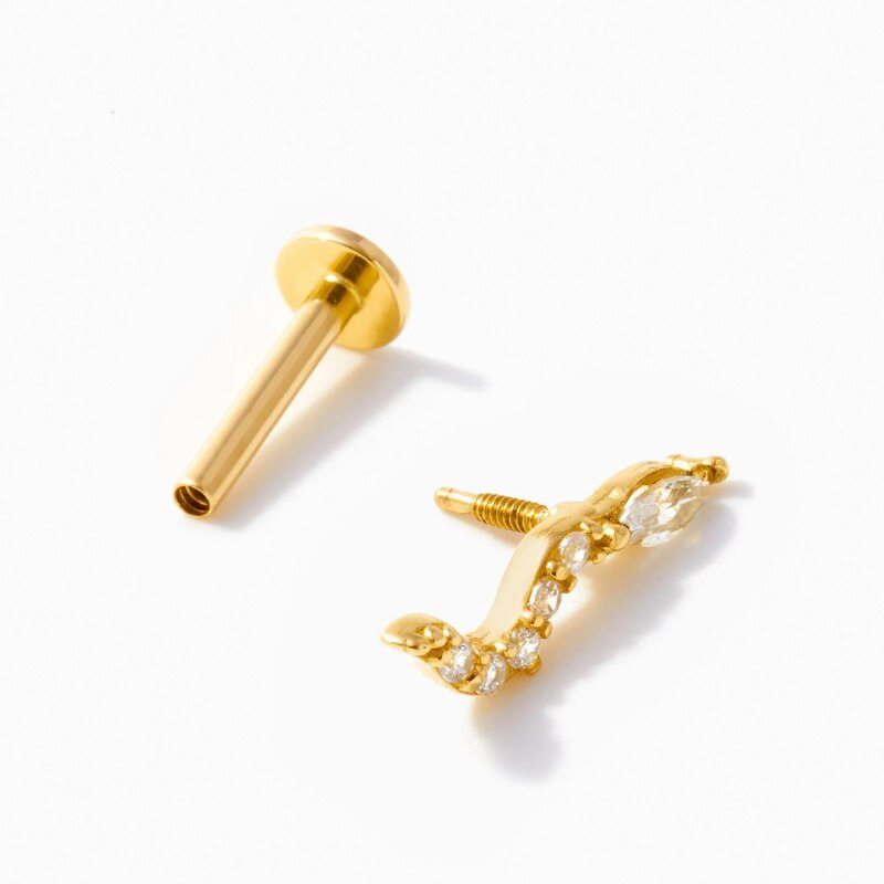 10K Gold Moissanite Snake Stud Earrings-3