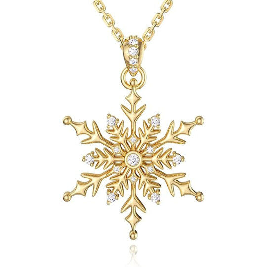 14K Gold Moissanite Snowflake Pendant Necklace