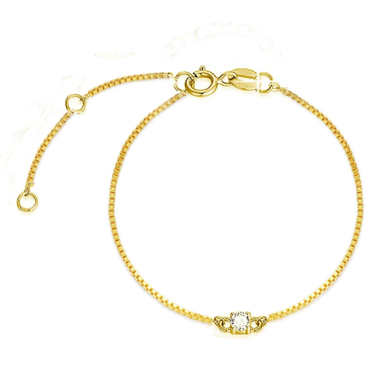 10K Gold Moissanite Square Box Chain Charm Bracelet