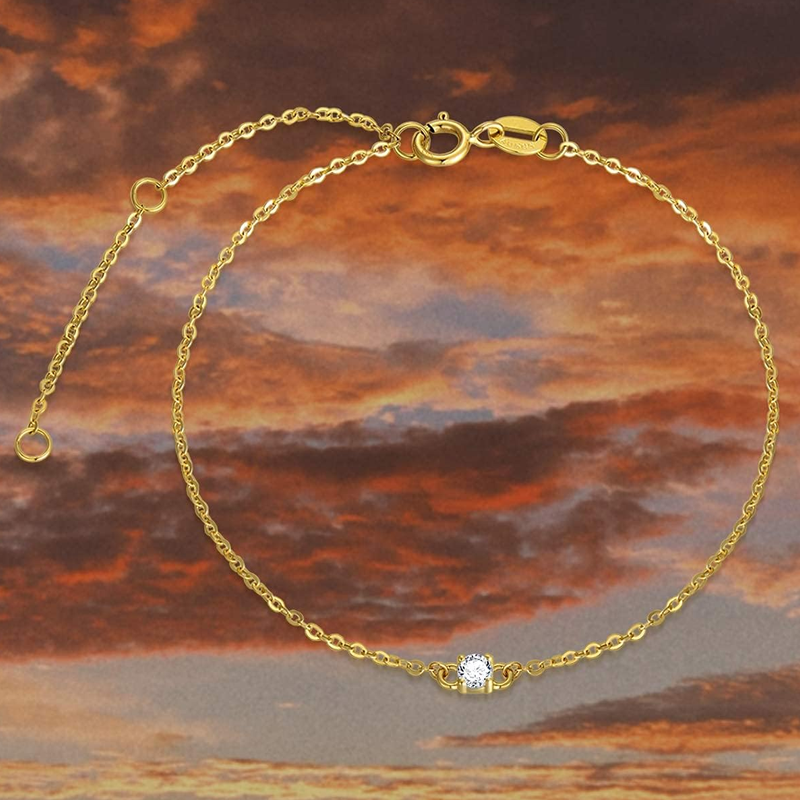 10K Gold Moissanite Square Box Chain Charm Bracelet-4