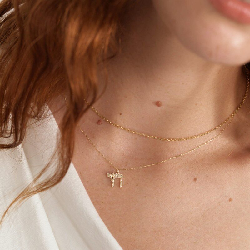 14K Gold-Moissanit-Stern-von-David-Anhänger-Halskette-2