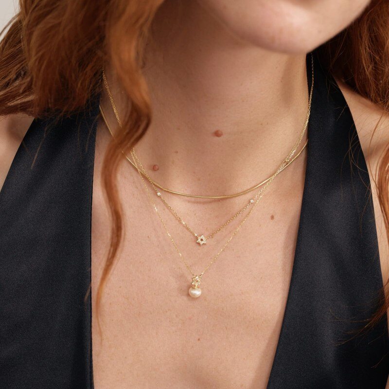 10Kゴールド モアッサナイト ステーション スター オブ ダビデ ペンダントネックレス-2