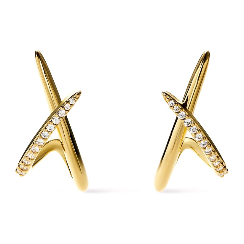 Orecchini a bottone in argento sterling con moissanite placcata in oro giallo-1