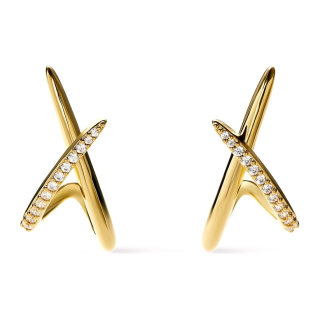 Sterling Silver with Yellow Gold Plated Moissanite Stud Earrings-2