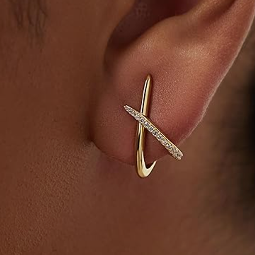Orecchini a bottone in argento sterling con moissanite placcata in oro giallo-3