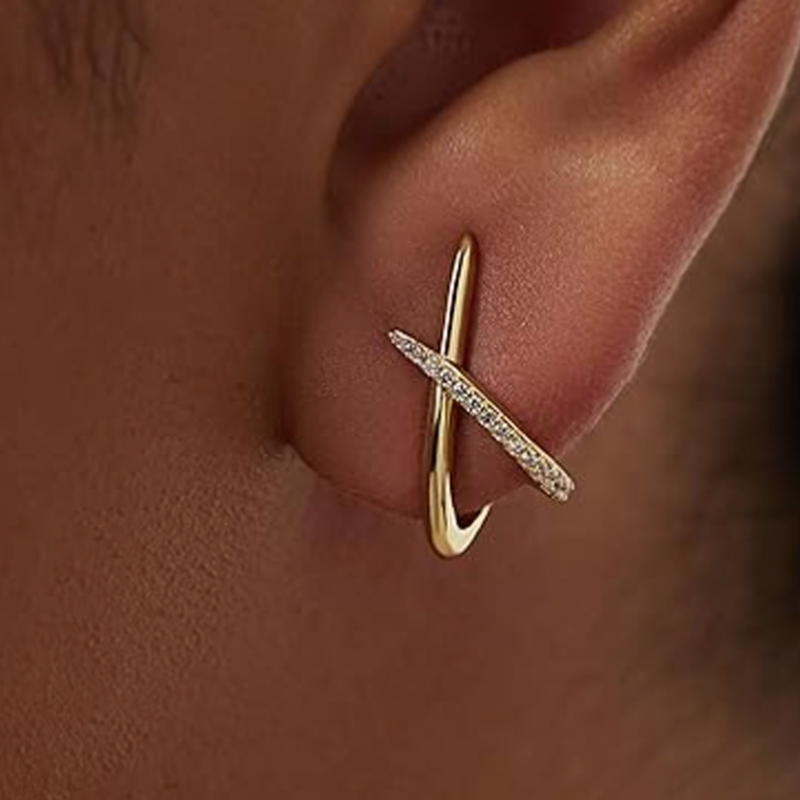 Ohrstecker aus Sterlingsilber mit gelbvergoldetem Moissanit-3