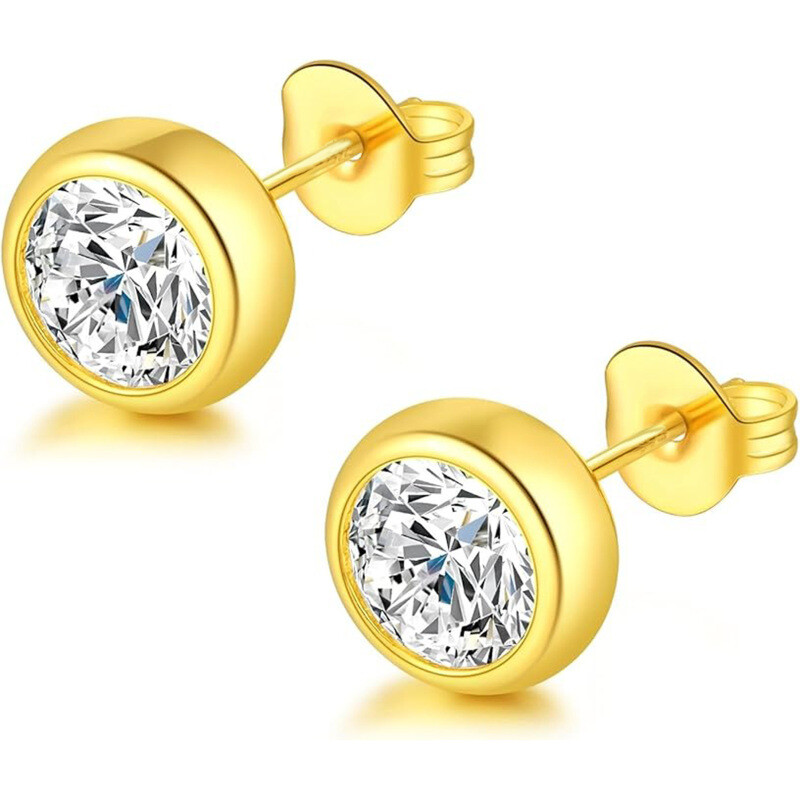 Pendientes de Tuerca de Moissanita y Oro 14K-1