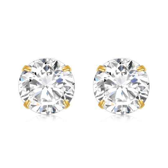 Boucles d'oreilles à tige en or 14 carats et moissanite-1