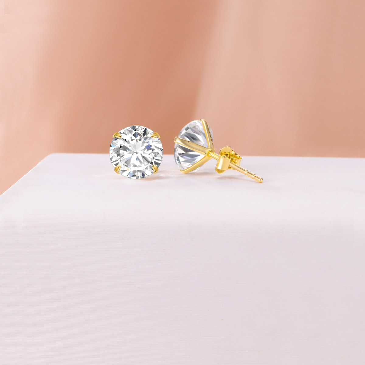 10K Gold Moissanite Stud Earrings-3