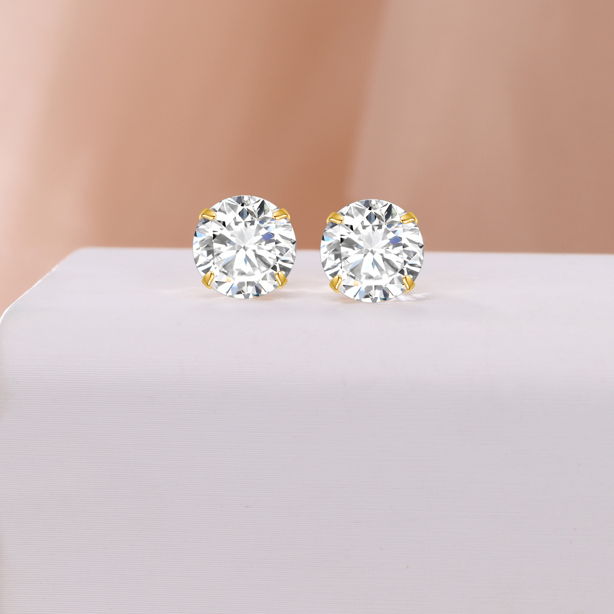 Boucles d'oreilles à tige en or 14 carats avec moissanite-4