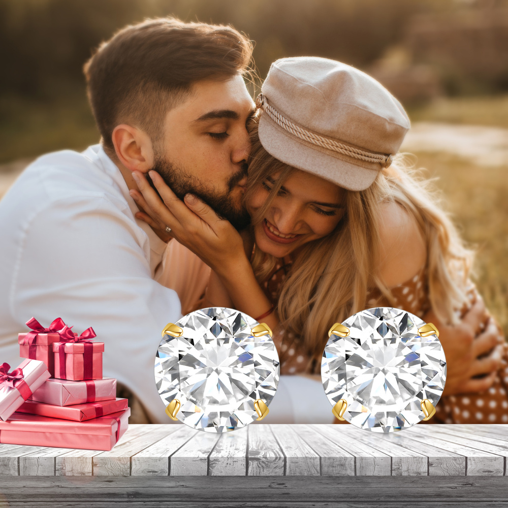10K Gold Moissanite Stud Earrings-6