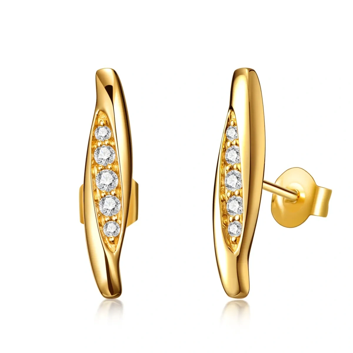 18K Gold Moissanite Stud Earrings-1