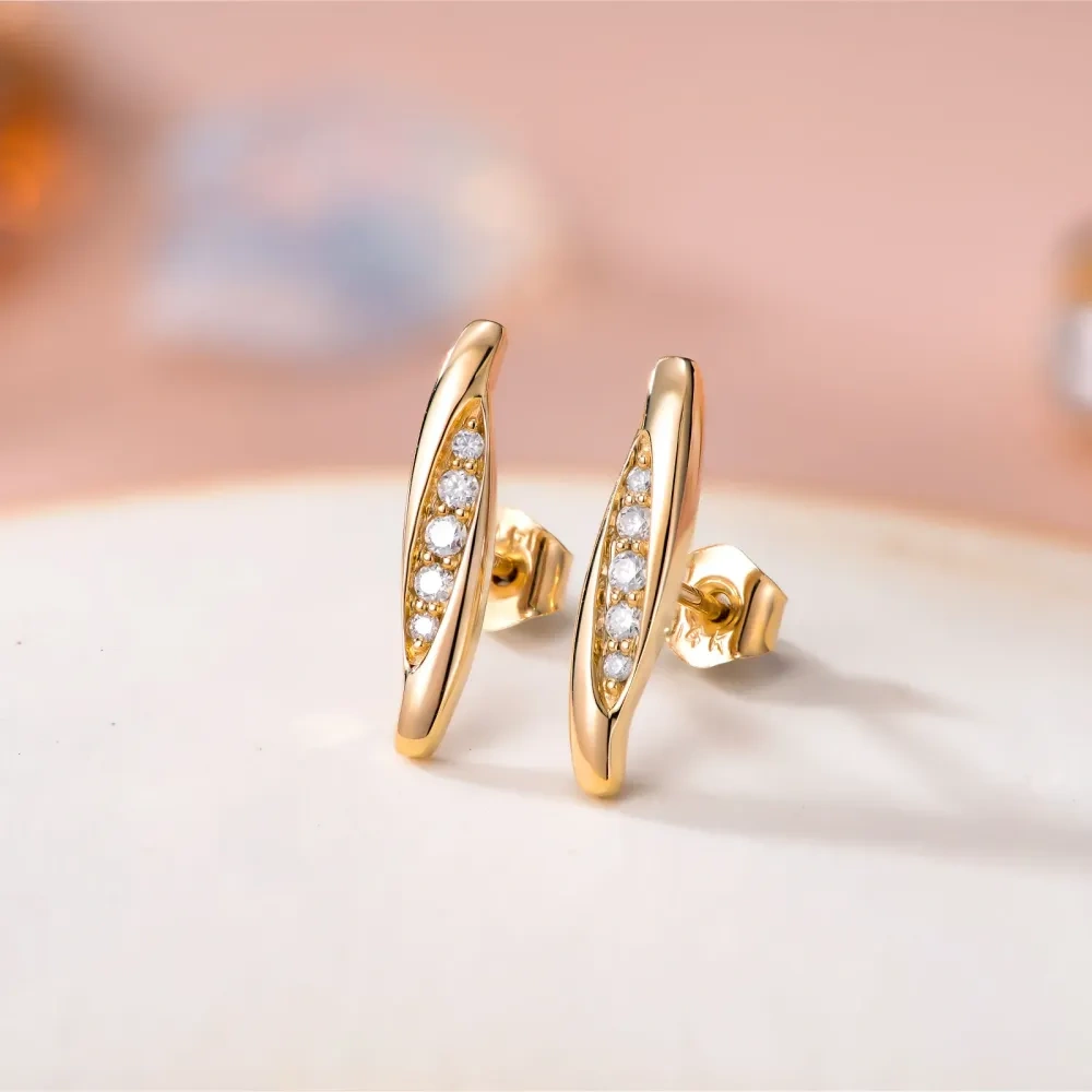 10K Gold Moissanite Stud Earrings-4