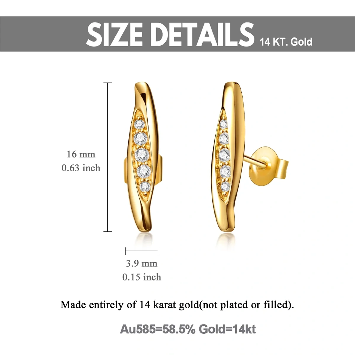 18K Gold Moissanite Stud Earrings-5