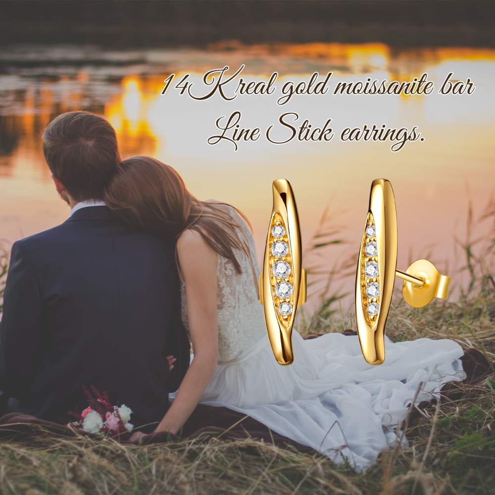 10K Gold Moissanite Stud Earrings-6