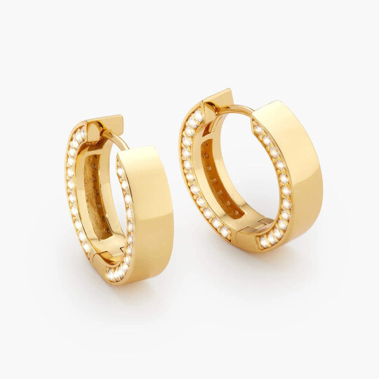 10K Gold Moissanite Studded Frame Hoop Earrings for Men