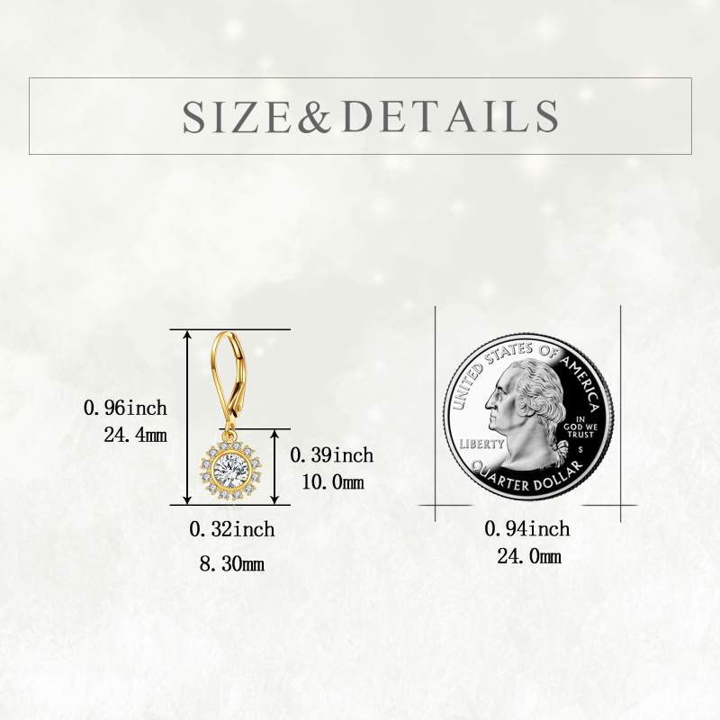 10K Gold Moissanite Sun Lever-back Earrings-5