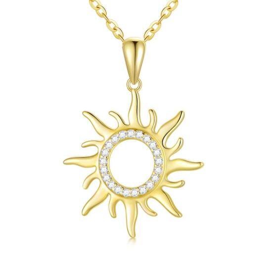 10K Gold Moissanite Sun Pendant Necklace