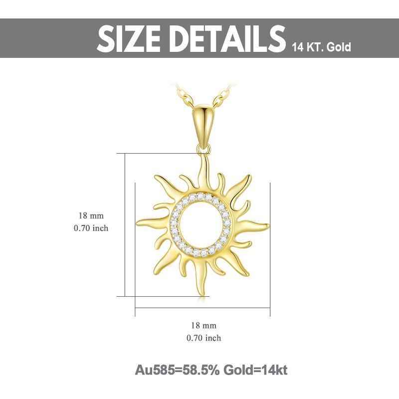10K Gold Moissanite Sun Pendant Necklace-6
