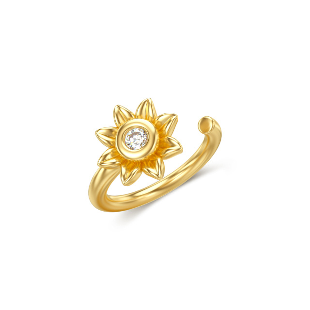 Anello al naso con girasole Moissanite in oro 14 carati