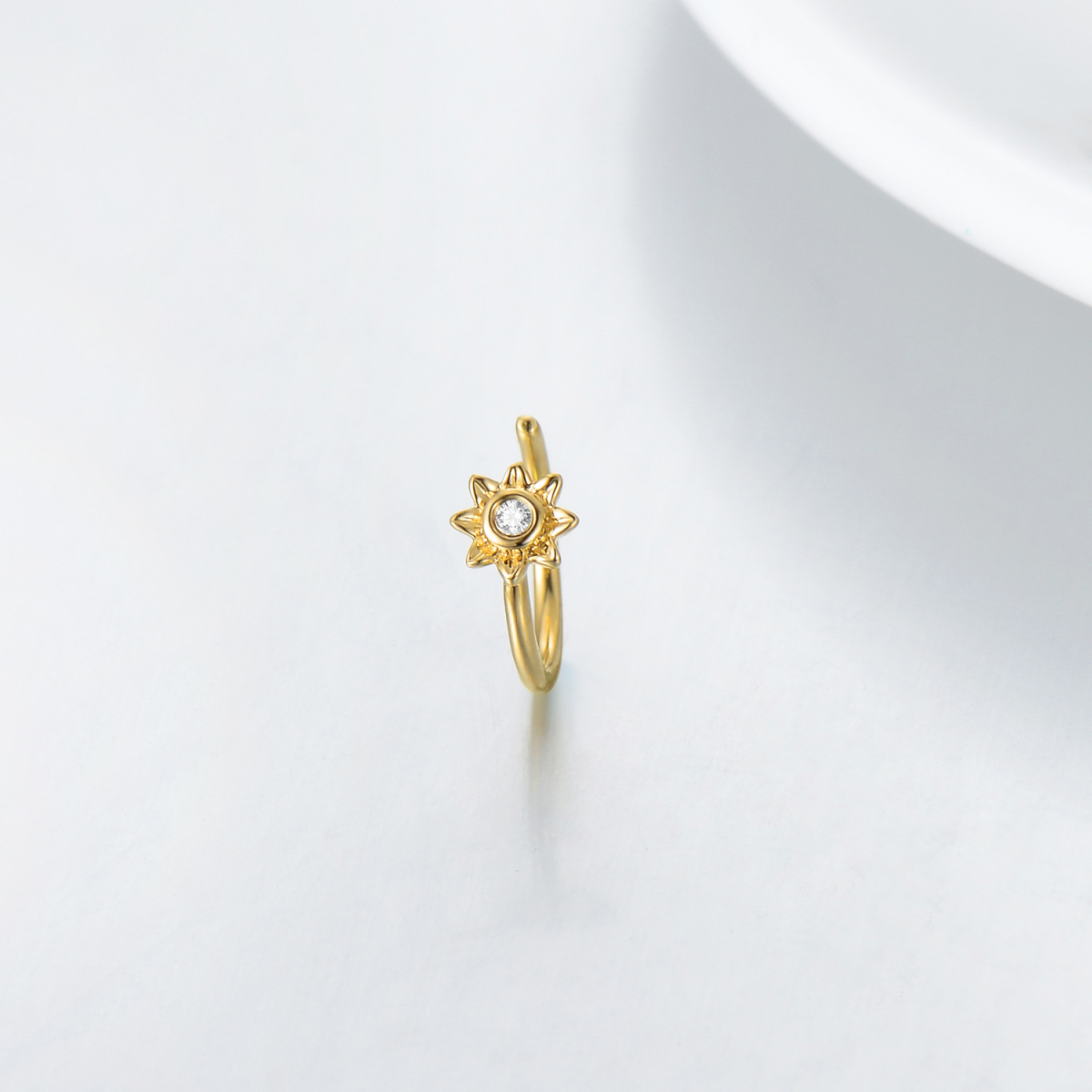 14K Gold Moissanit Sonnenblume Nasenring-3