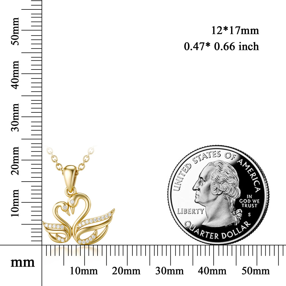 10K Gold Moissanite Swan Pendant Necklace-5