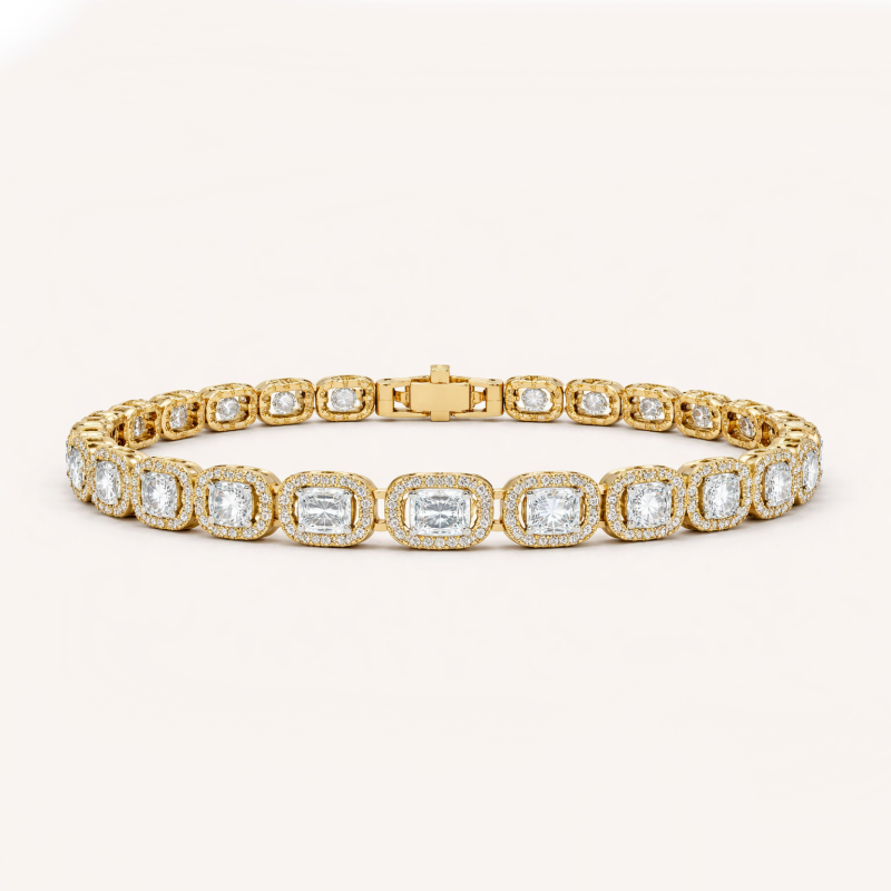 Pulsera de tenis de oro de 14 quilates con moissanita-1