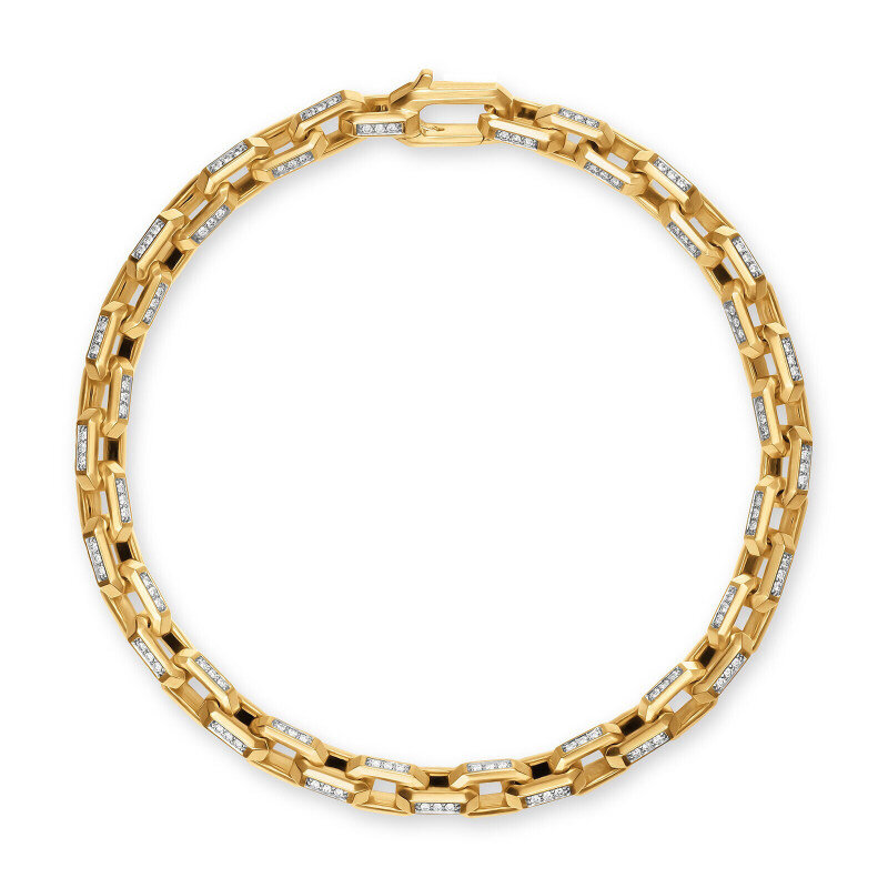 Pulsera de cadena de tenis de oro de 14 quilates con moissanita para hombre-1