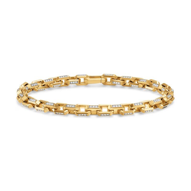 Pulsera de cadena de tenis de oro de 14 quilates con moissanita para hombre-2