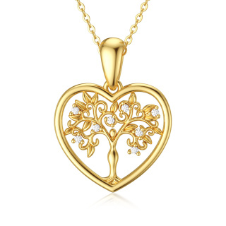 10K Gold Moissanite Tree Of Life Pendant Necklace-29