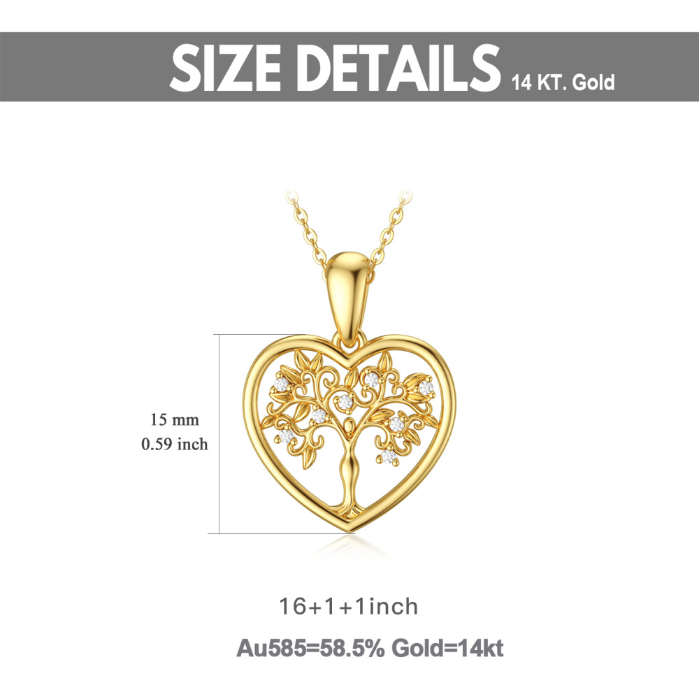 Collana con ciondolo a forma di albero della vita in moissanite in oro 10K-5