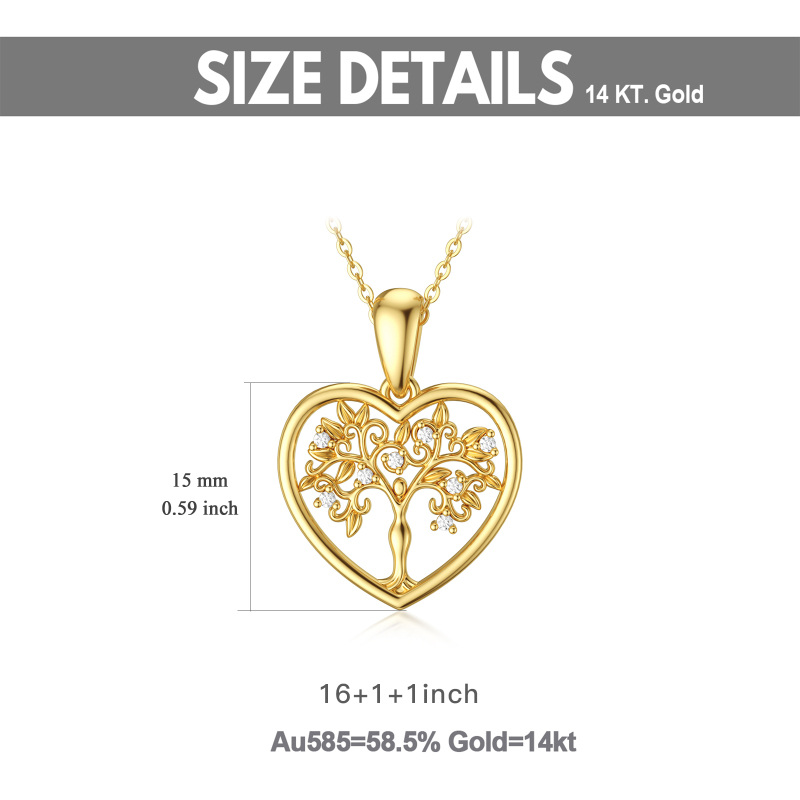 Collana con ciondolo albero della vita in moissanite in oro bianco 10 carati-5