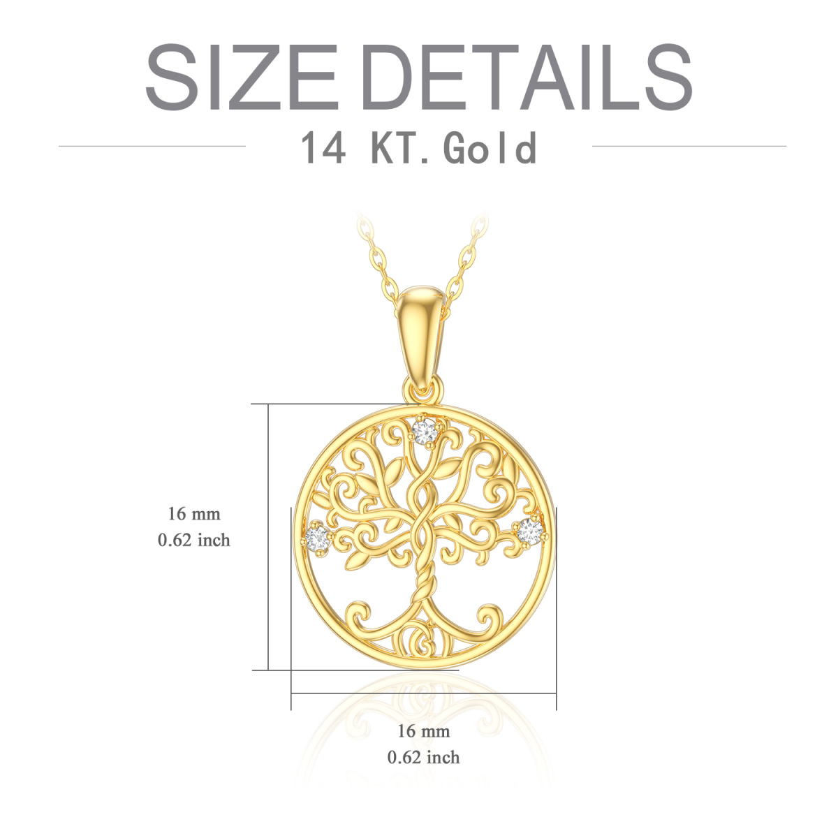 14K Gold Moissanit Baum des Lebens Anhänger Halskette-6