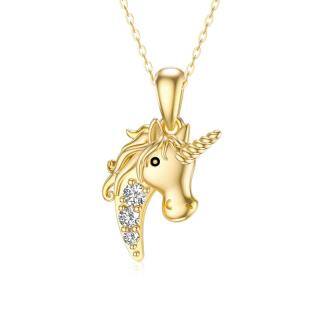 10K Gold Moissanite Unicorn Pendant Necklace-45