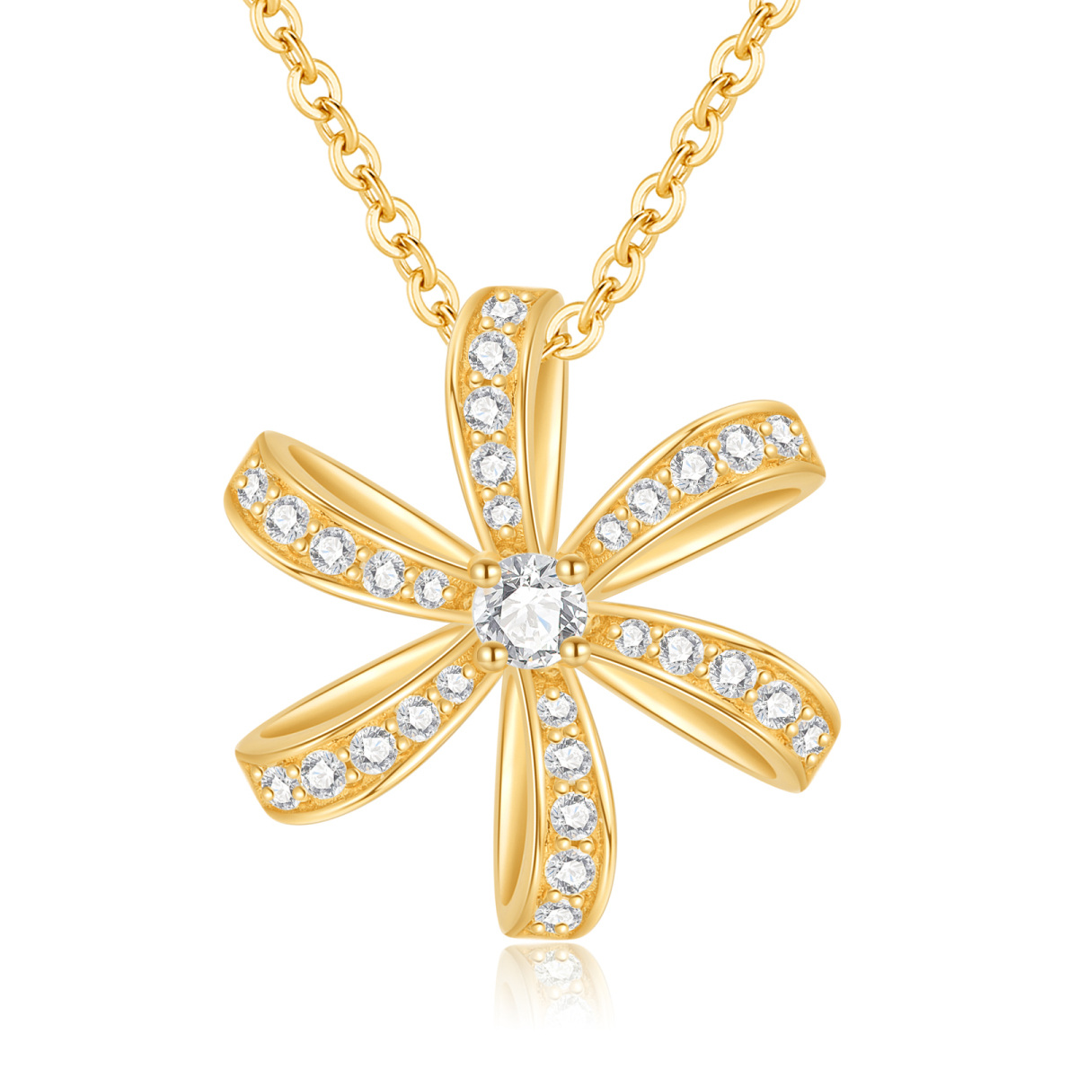 Collana con ciondolo in moissanite e fiori selvatici in oro 14K-1