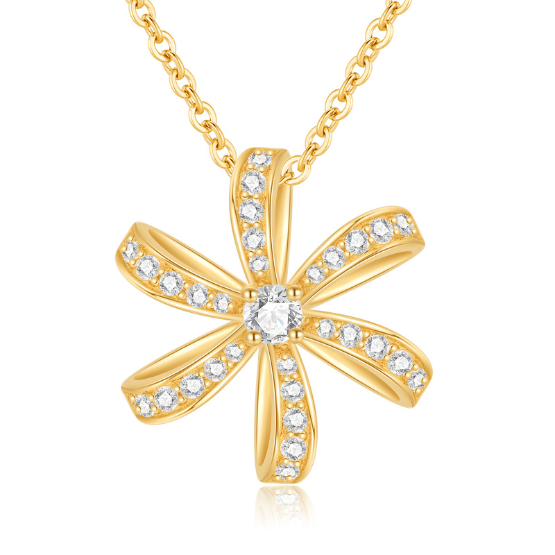 10K Gold Moissanite Wildflowers Pendant Necklace-7