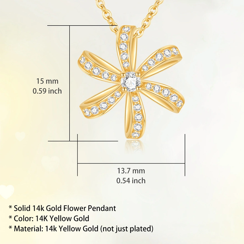 14K Gold Moissanite Wildflowers Pendant Necklace-4