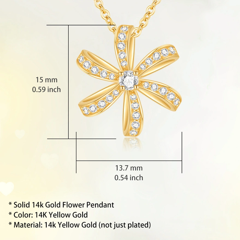 10K Gold Moissanite Wildflowers Pendant Necklace-4