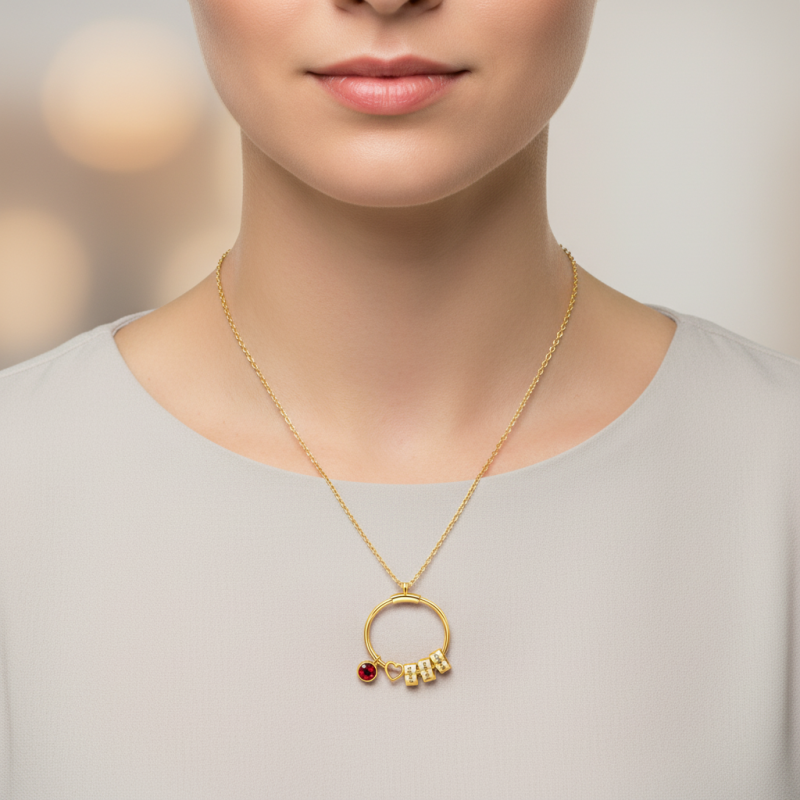 Collar de oro de 14 quilates para mamá con los nombres de los hijos-2