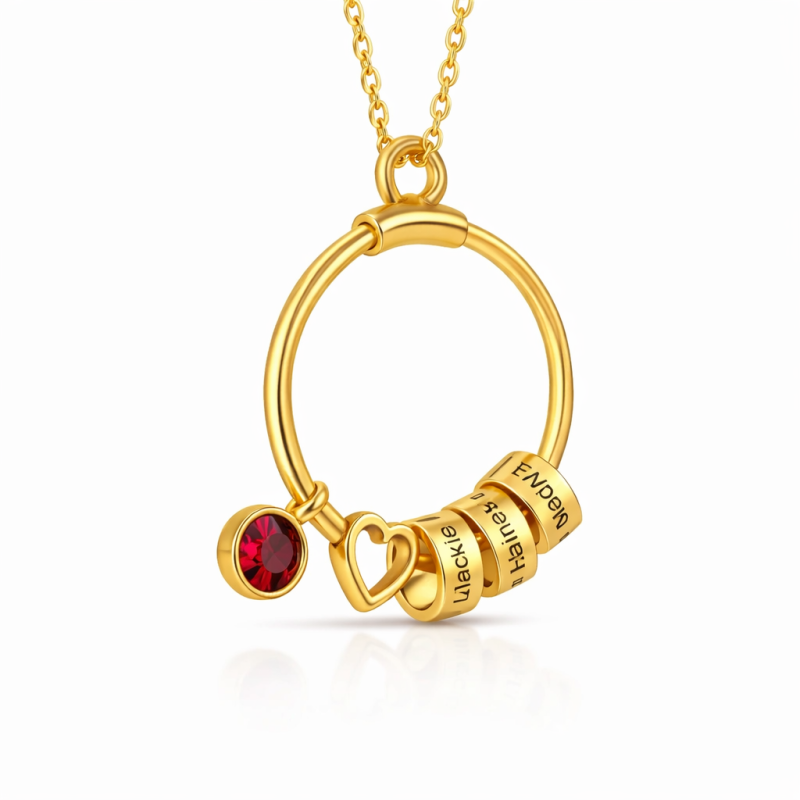 Collar de oro de 14 quilates para mamá con los nombres de los hijos-3