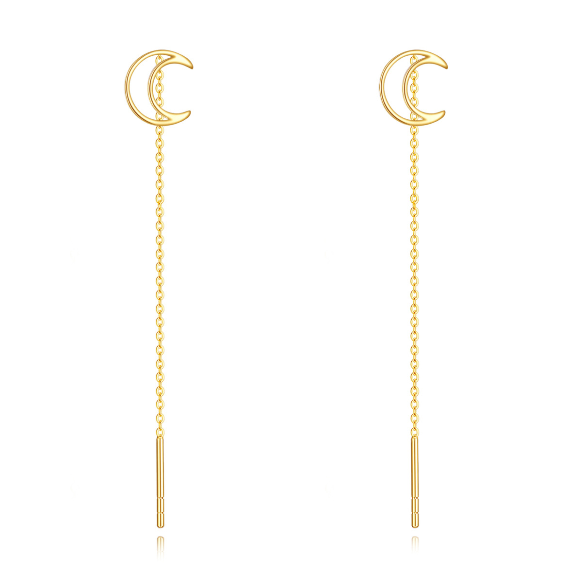 Boucles d'oreilles pendantes lune en or 14 carats-1