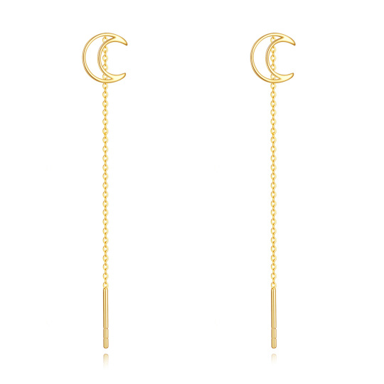 14K Gold Moon Drop Earrings