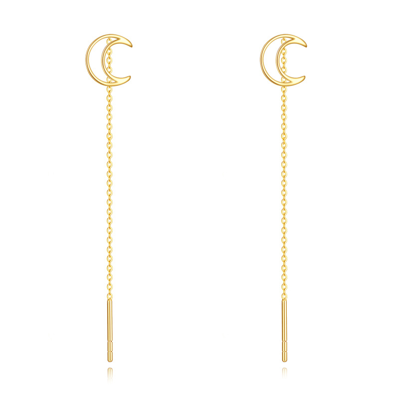 10K Gold Moon Drop Earrings-2
